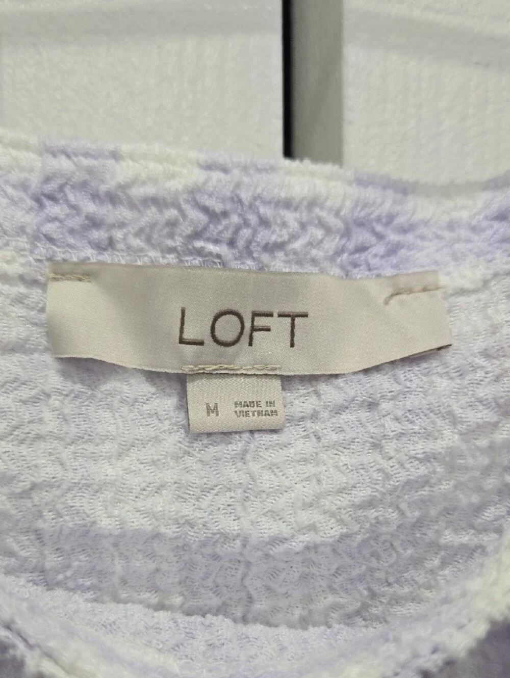 LOFT Lilac Check Puff Sleeve Tie Front Blouse - Med